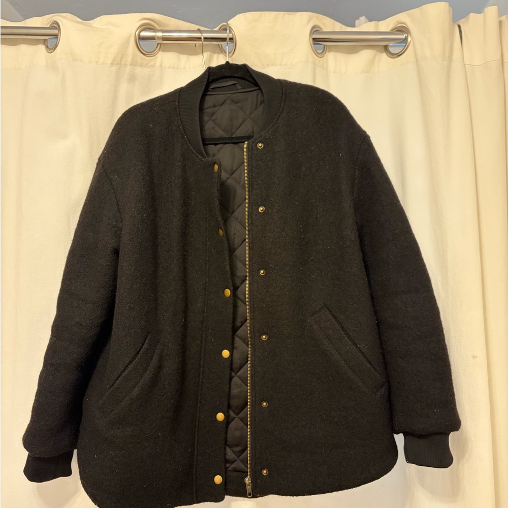 & Other Stories Black Quilted-Lined Varsity Jacket
